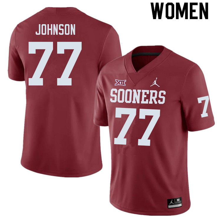 Women #77 Jeffery Johnson Oklahoma Sooners College Football Jerseys Sale-Crimson